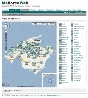 Mapa de Mallorca interactiu amb tecnologia Google
